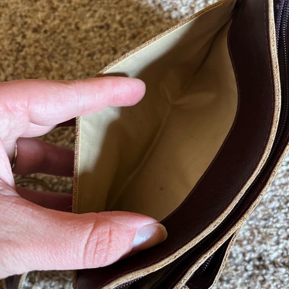 J. Jill Small Red Brown Genuine Leather Crossbody Purse with Zipper Closure - Picture 7 of 11